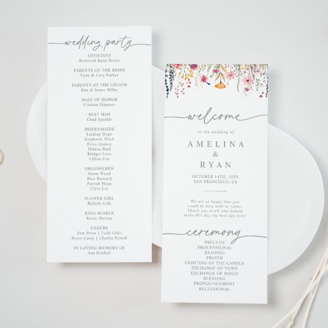 Spring Colorful Wildflower Wedding Program (Creator Uploaded)