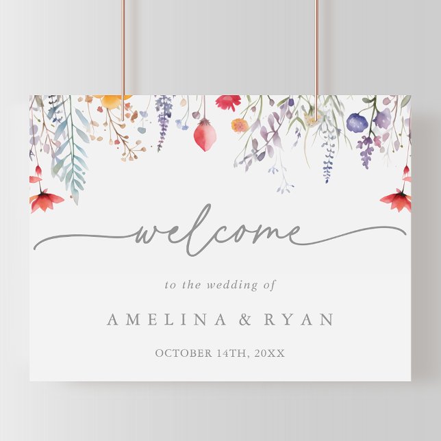 Spring Colorful Wildflower Wedding Welcome Sign (Creator Uploaded)