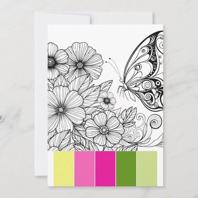 Spring Coloring Cards For Adults Butterfly (Front)