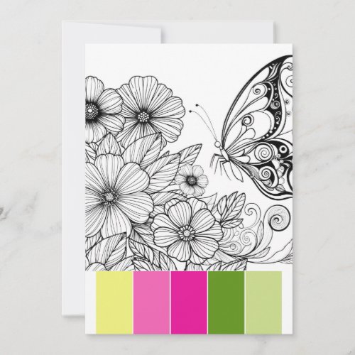 Spring Coloring Cards For Adults Butterfly