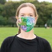 Spring Colors Abstract Palm Trees Tropical Plants Adult Cloth Face Mask (Outside)