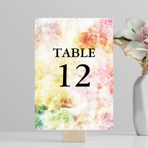 Spring Colors Abstract Wedding Table Number