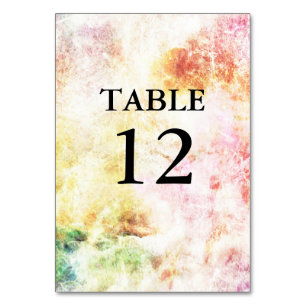 Spring Colors Abstract Wedding Table Number