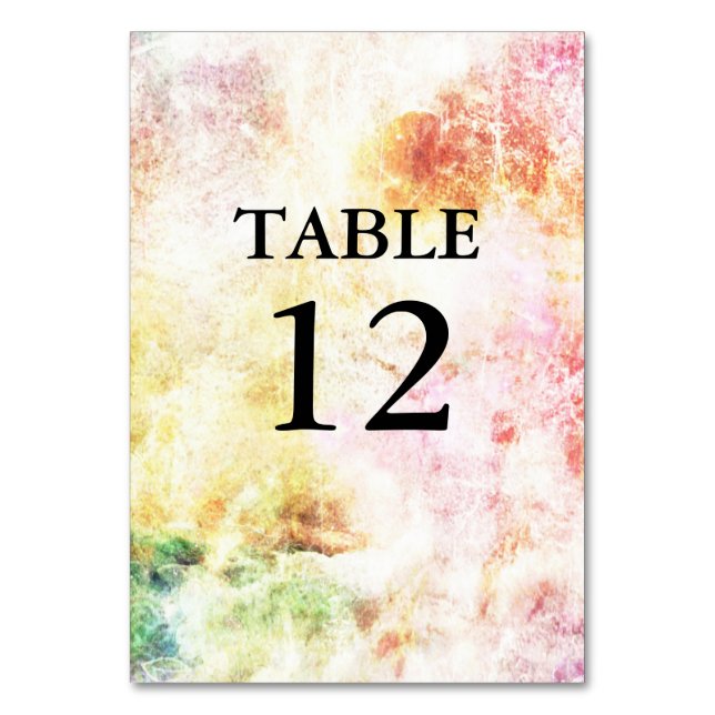 Spring Colors Abstract Wedding Table Number (Front)