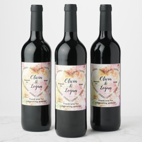 Spring Colors Abstract Wedding Wine Label