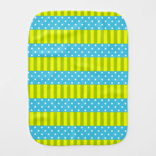 Spring Colors Blue and Green Stripes Polka Dots Baby Burp Cloth