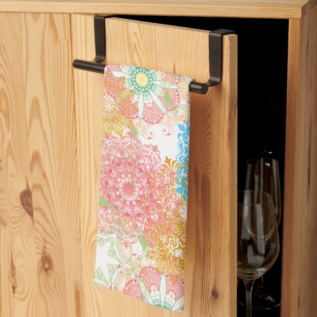 Spring Colors Flowered Kitchen Towel (Thirds Fold)