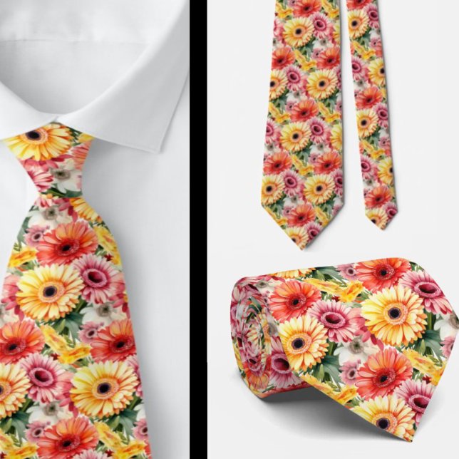 Spring Colors Gerbera Daisies Neck Tie (Creator Uploaded)