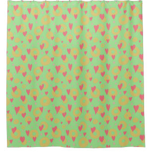 Spring Colors Hearts Donut Rings Polka Dots Shower Curtain