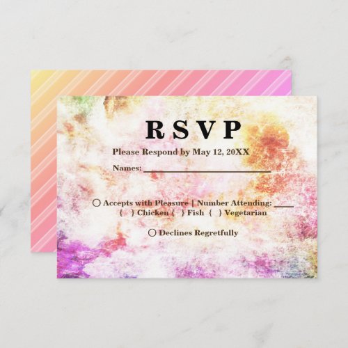 Spring Colors in Abstract  Stripes RSVP Menu Invitation