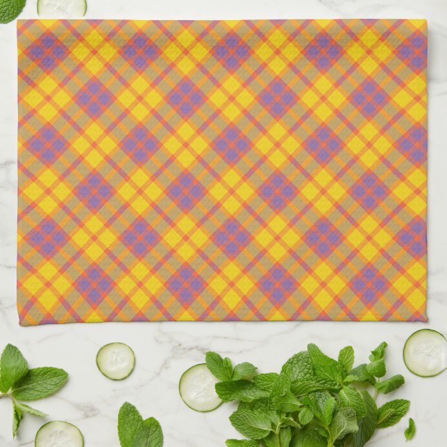 Spring Colors Plaid Pattern Hand Towel (Folded)