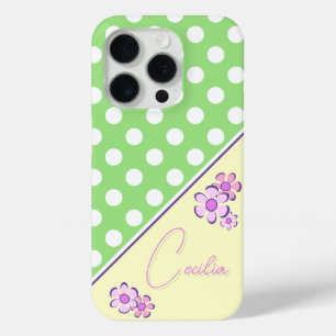 Spring Colors Template For Your Name Polka Dots iPhone 15 Pro Case