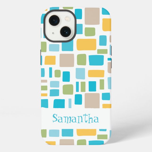 Spring Colors Wonky Squares & Rectangles Iphone Case (Back)