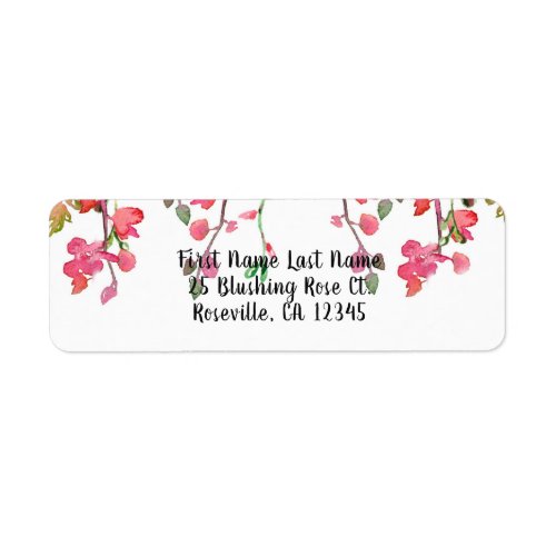 Spring Coral Orchid Branches Floral Wedding Label