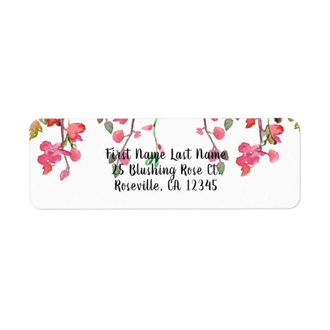 Spring Coral Orchid Branches Floral Wedding Label (Front)