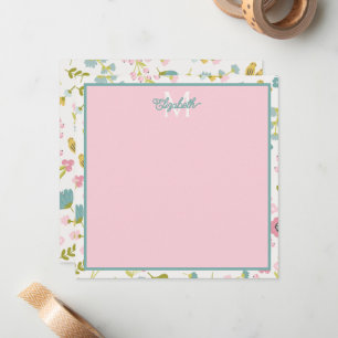 Spring Cottage Flowers Monogram Note Card