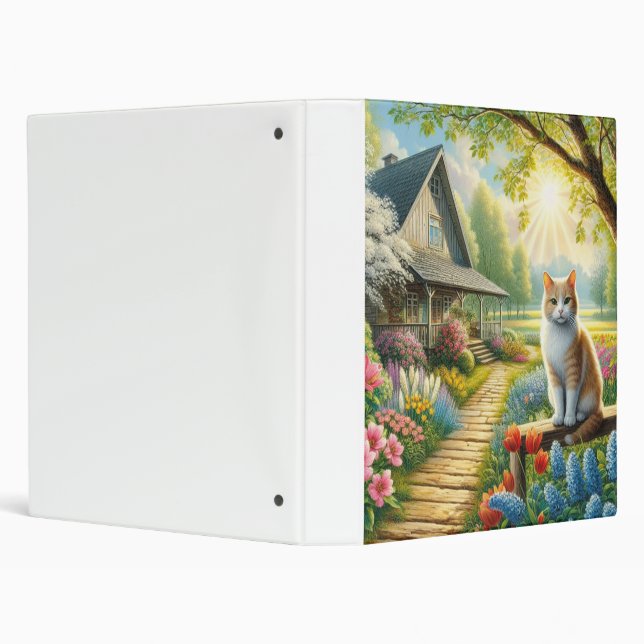Spring cottage/garden & cat 3 ring binder (Background)