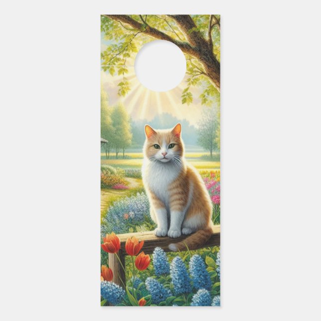 Spring cottage/garden & cat door hanger (Front)