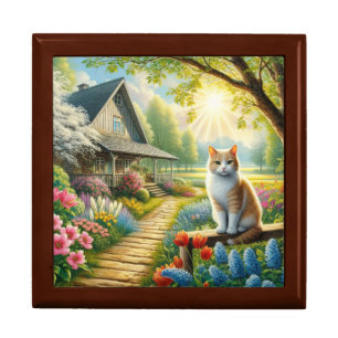 Spring cottage/garden & cat gift box