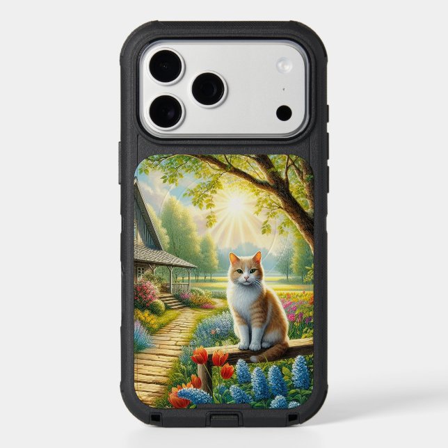 Spring cottage/garden & cat otterbox iPhone case (Back)
