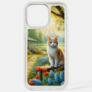 Spring cottage/garden & cat iPhone 15 pro max case