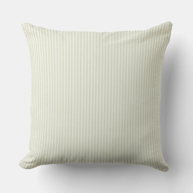 Spring Cottage Stripe Light Soft Green Throw Pillow (Front)