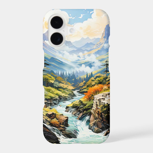 Spring Country Creek Illustration Art iPhone Case (Back)