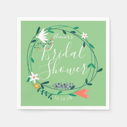 Spring Country Floral Garland Bridal Shower Napkins