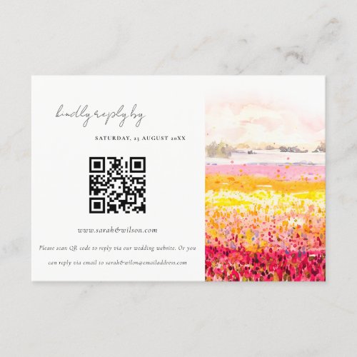 Spring Country Landscape Wedding QR Code RSVP Enclosure Card