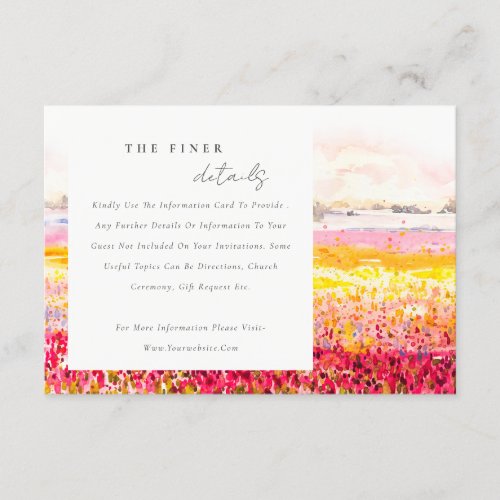 Spring Countryside Flora Landscape Wedding Details Enclosure Card