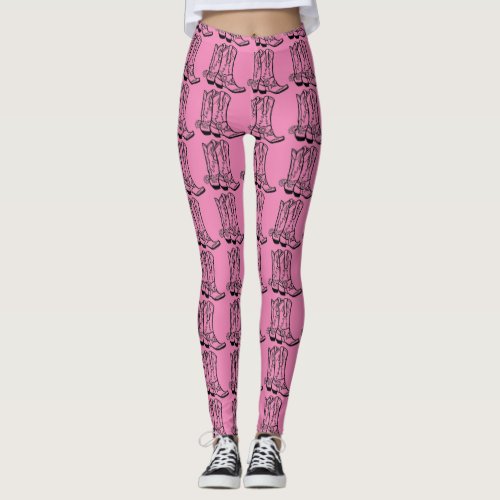 Spring Cowgirl Tights Boot Leggings 