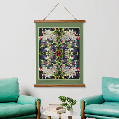 Spring Crabapple Blossoms Abstract Hanging Tapestry