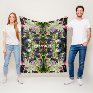 Spring Crabapple Blossoms Abstract Personalized Fleece Blanket
