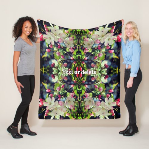 Spring Crabapple Blossoms Abstract Personalized Fleece Blanket