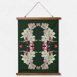 Spring Crabapple Blossoms Floral Abstract Hanging Tapestry