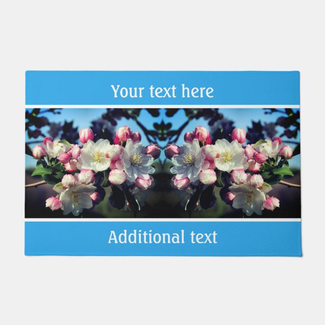 Spring Crabapple Flower Blossoms Personalized Doormat (Front)