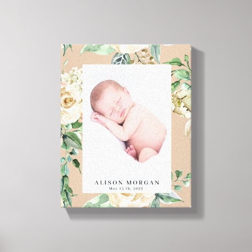 spring cream garden floral photo baby canvas print