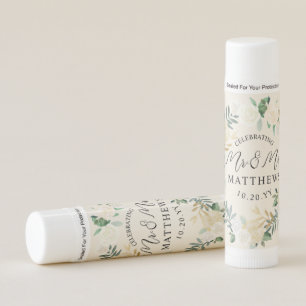 Spring Cream Ivory Watercolor Floral Wedding Favor Lip Balm