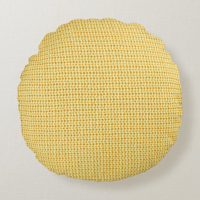 Spring crochet background in yellow. round pillow (Front)