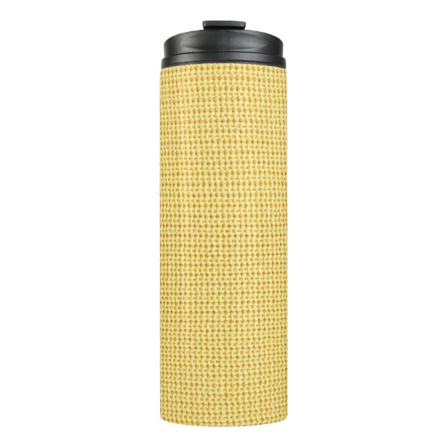 Spring crochet background in yellow. thermal tumbler (Front)