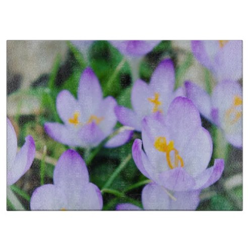Spring Crocus Field in the Country Cutting Board