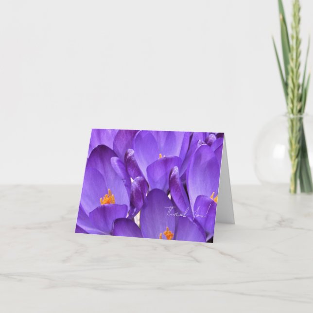 Spring Crocus Flower Photography Letterpress Thank You Card (Front)