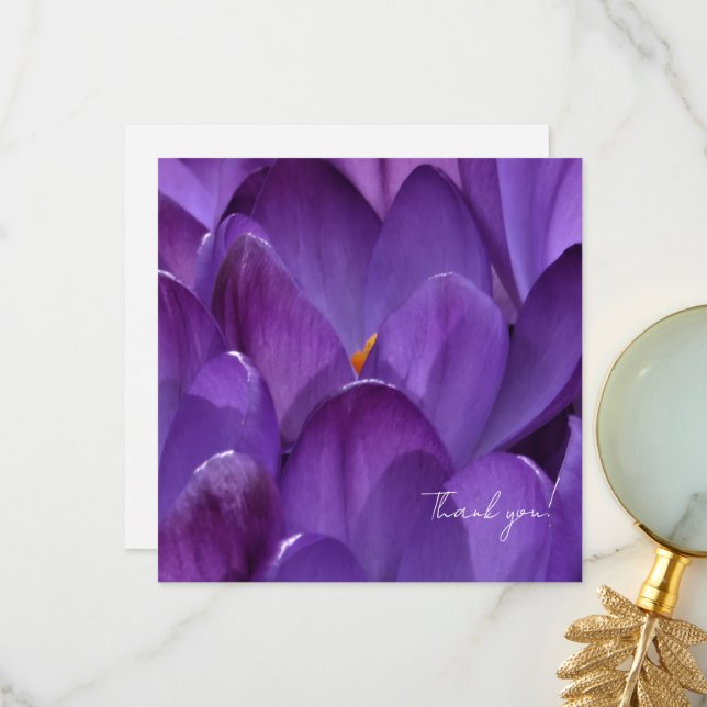 Spring Crocus Flower Photography Thank You Card (Front/Back In Situ)