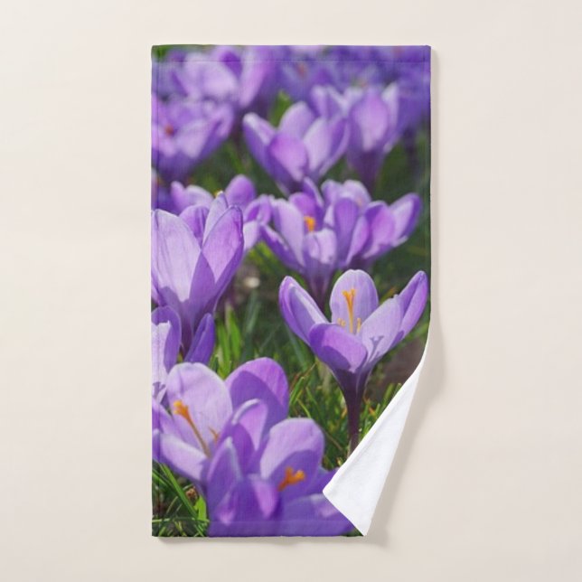 Spring Crocus Purple Floral Bathroom  Hand Towel (Hand Towel)
