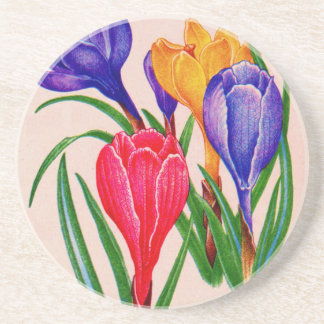 spring crocus sandstone coaster
