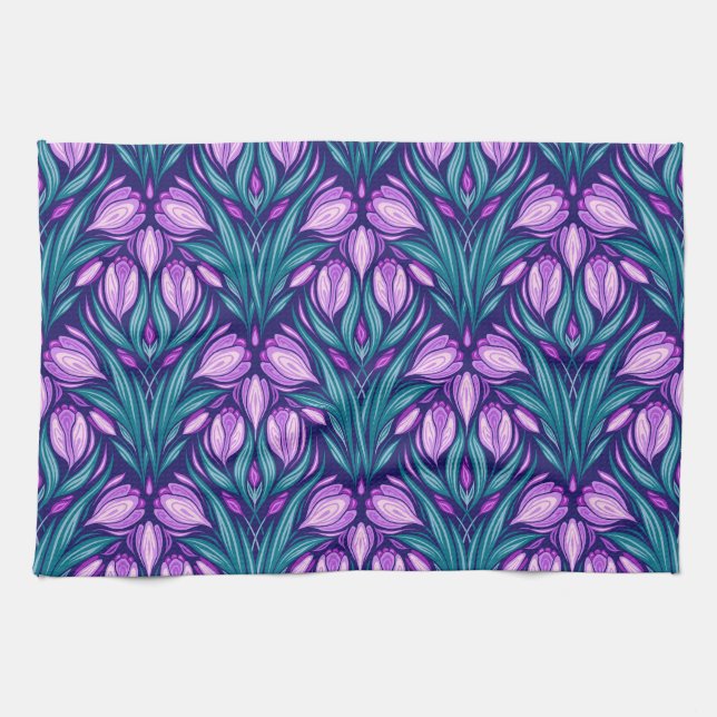 Spring crocuses kitchen towel (Horizontal)