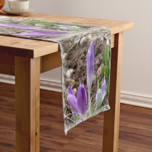Spring crocuses short table runner (In Situ)