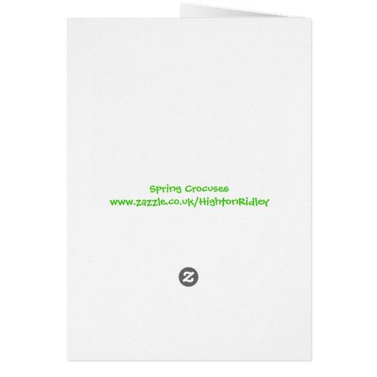 Spring Crocuses with verse notelet / card (Back)