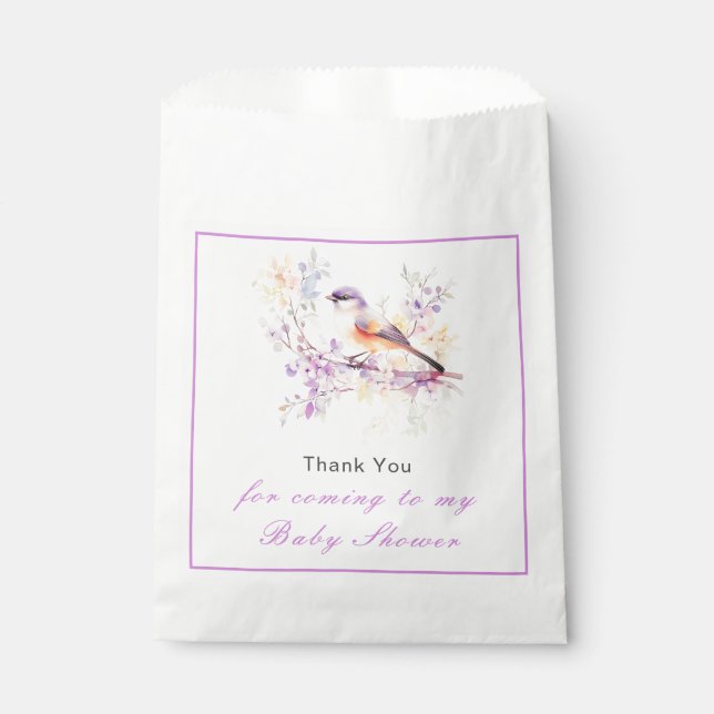 Spring Cute Bird Baby Shower Favor Bag (Front)