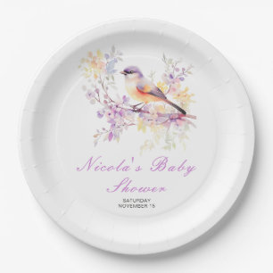 Spring Cute Bird Baby Shower Paper Plates